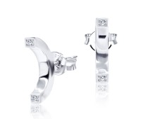 CZ C Shaped Silver Stud Earring STS-3226